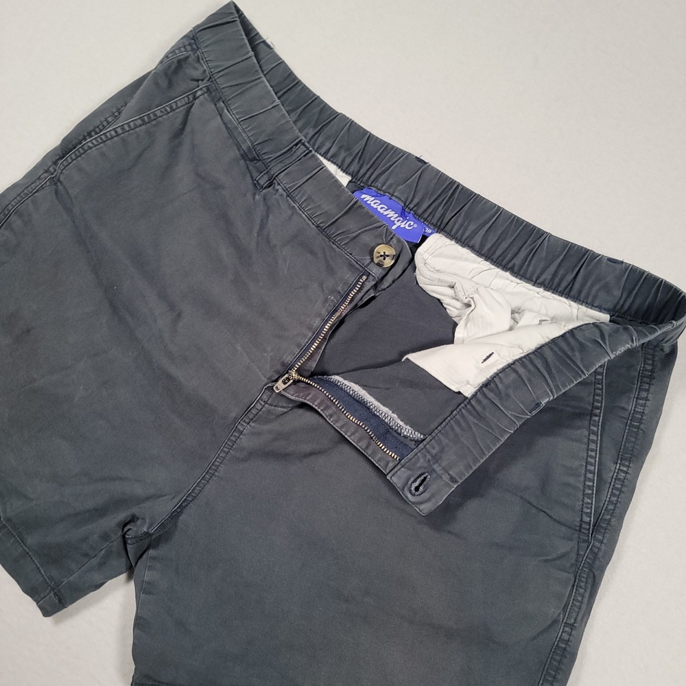Maamgic Chino Shorts Mens 38 Charcoal Gray Solid Regular Cotton Stretch Casual